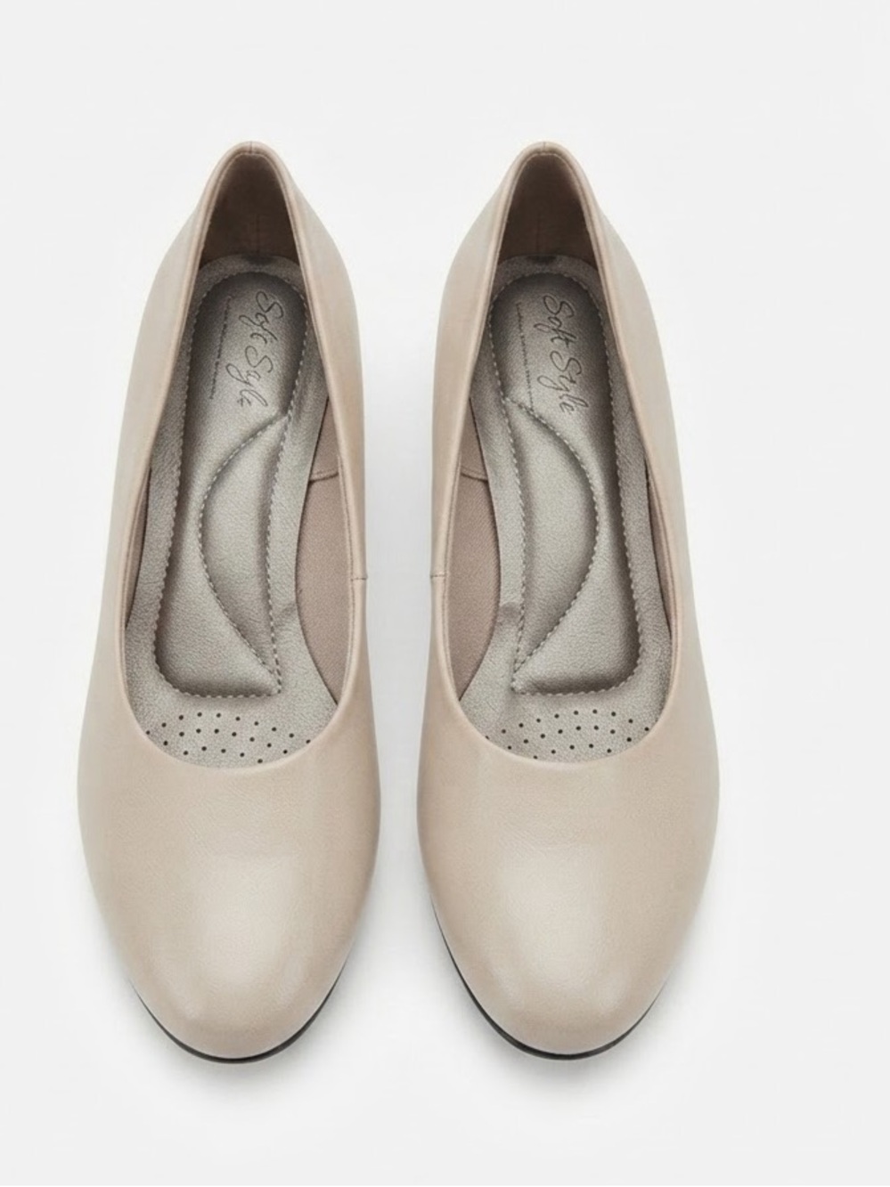 Soft Style by Hush Puppies- ComfortStep Women's Cream Rounded-Toe Pumps